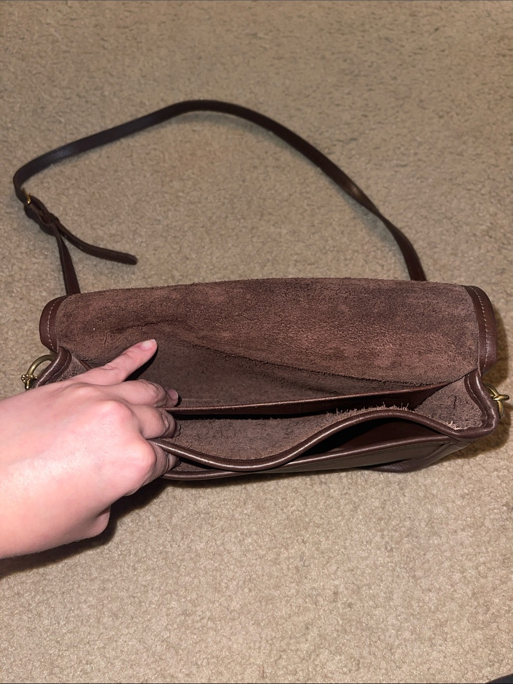 Coach Dark Brown Leather Bag with Gold Hardware - Picture 5 of 8